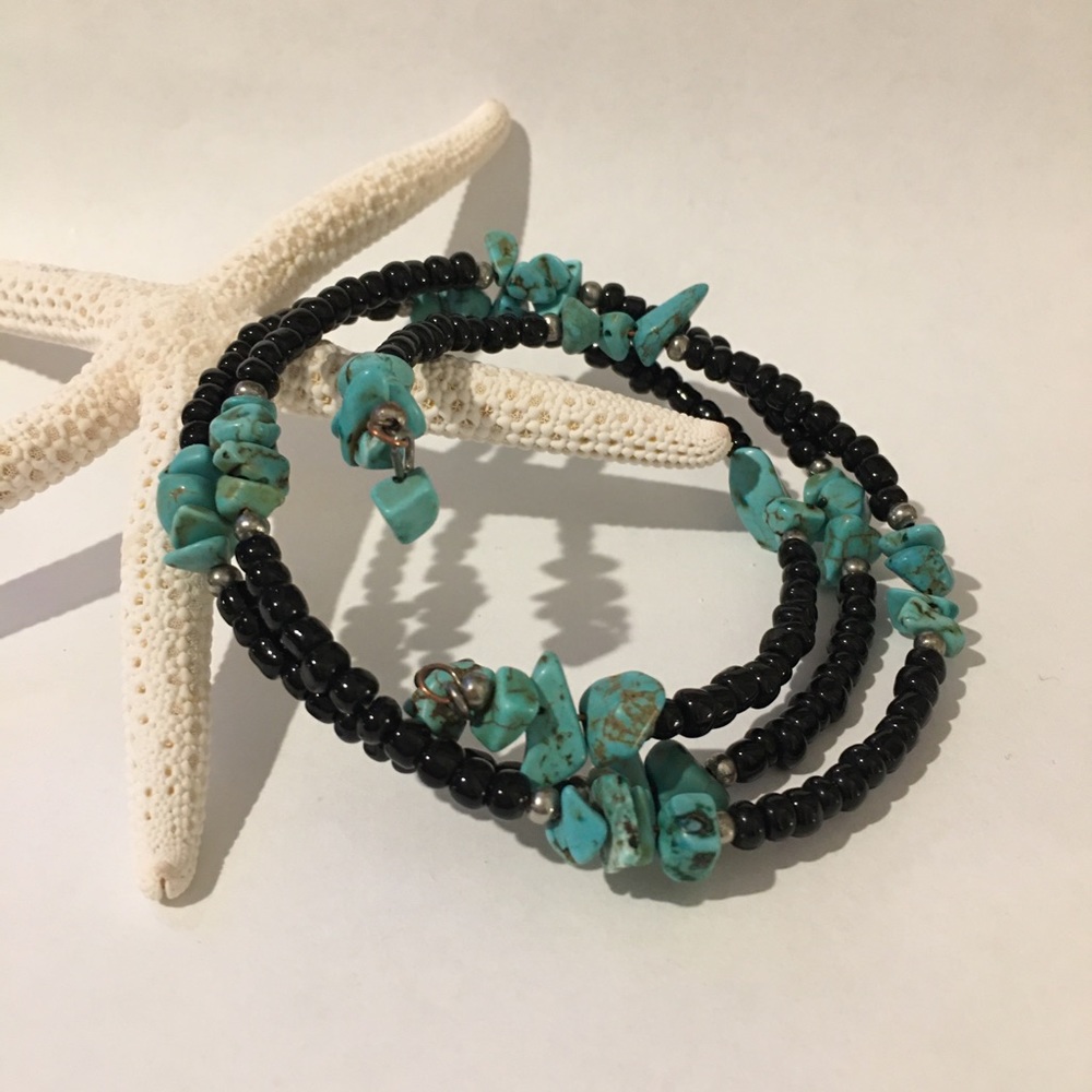 Turquoise black onyx silver bracelet - Picture 4 of 5